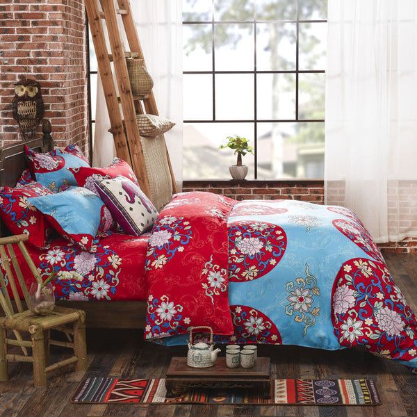 Assorted Bohemian Styled Bedding Set with Duvet Cover, Pillowcase and Flat Sheet (Free Shipping)