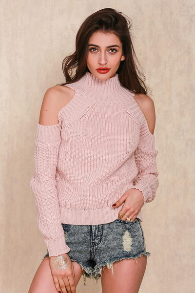 Off shoulder knitted sweater