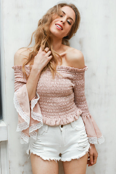 Sexy Off shoulder chiffon blouse - flare sleeve