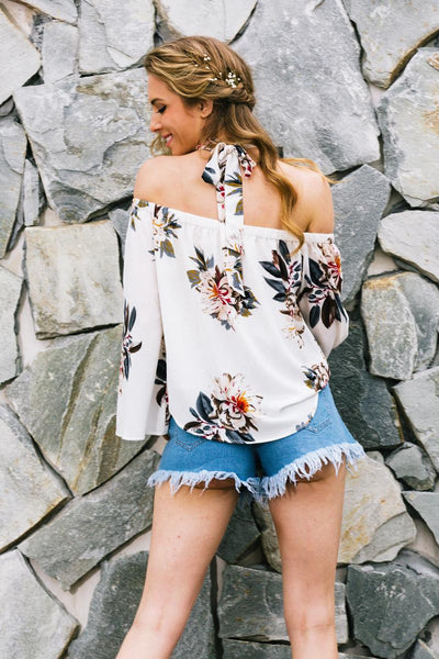 Sexy chiffon Floral off shoulder blouse