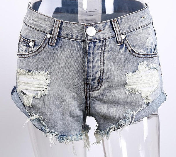 50's Vintage ripped denim shorts