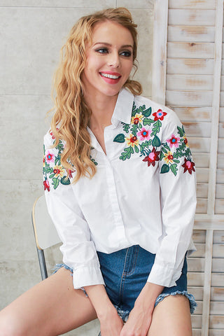 White flower blouse shirt