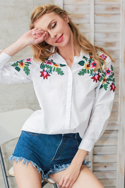 White flower blouse shirt