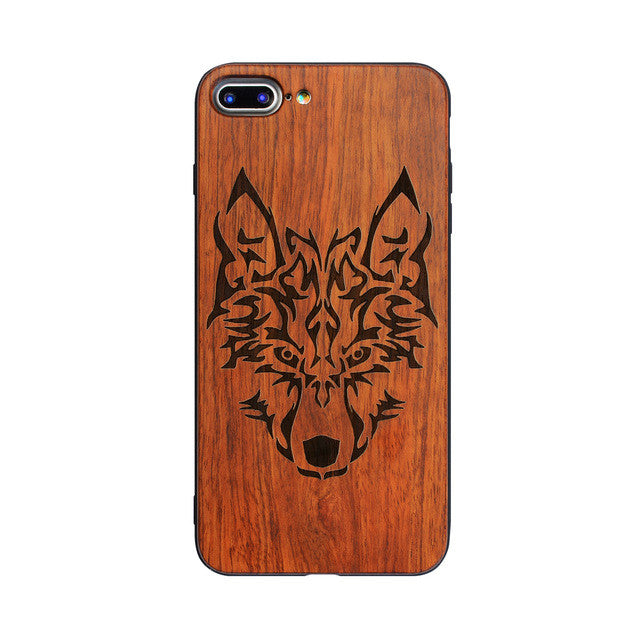 Wolf Wood Phone Case (Apple Iphones - Wood+plastic)