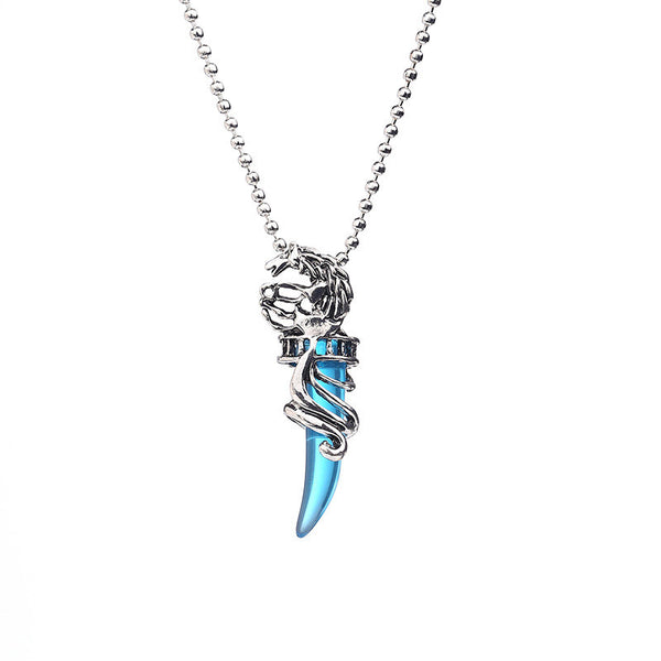 Blue Wolf Tooth Amulet necklace