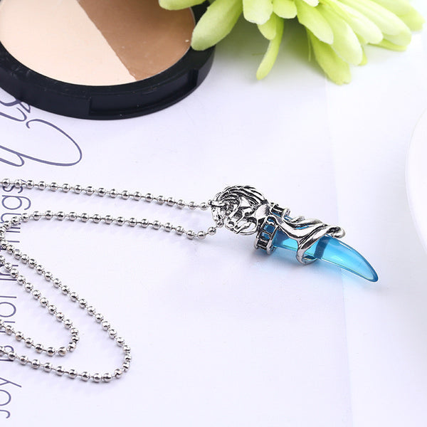 Blue Wolf Tooth Amulet necklace