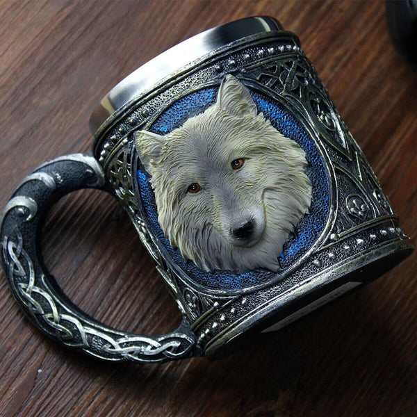 3D Wolf King Pattern Drinking Mug