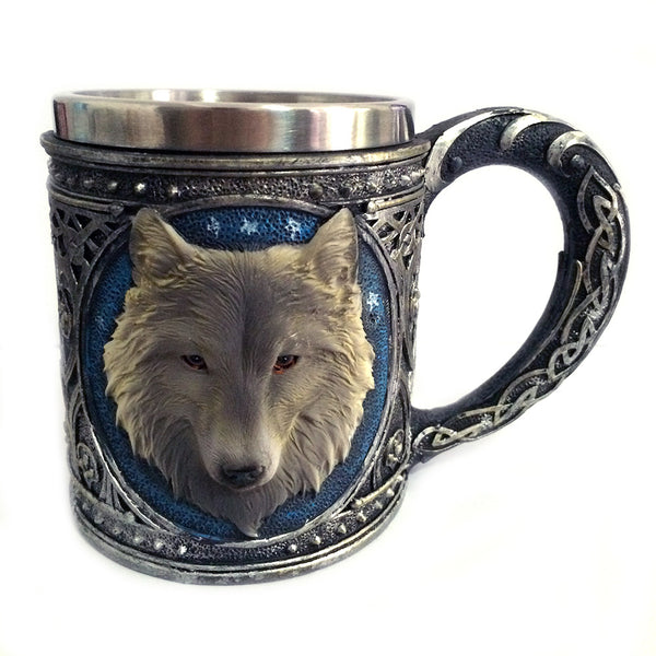 3D Wolf King Pattern Drinking Mug