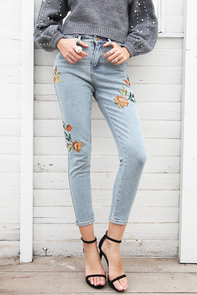 Floral Embroidery jeans ( AC08 )